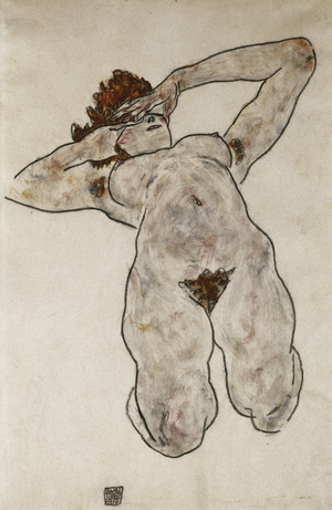 Nude Lying Down; Liegende Nackte, 1917 (gouache and charcoal on paper)