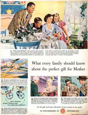 Watchmakers of Switzerland Magazine Advert, USA, 1950s