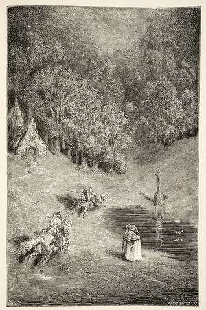 The Encounter between Arthur and Pellinore, from 'Stories of the Days of King Arthur' by Charles Henry Hanson, pub.1898 (engraving)