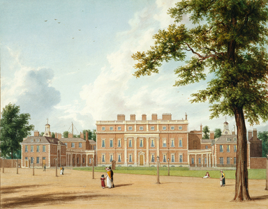 Buckingham House: The east (entrance) front, 1819 (w/c & bodycolour over pencil on paper)