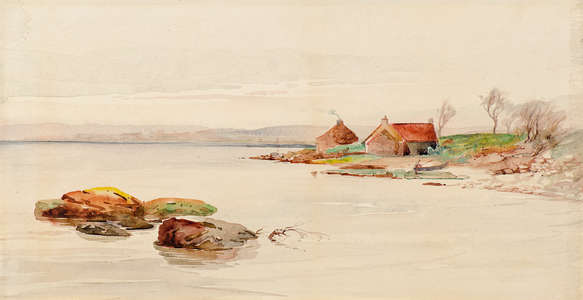 Coast Scene with Cottages (w/c)