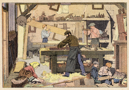 Le Menuisier, The Joiner (colour litho)