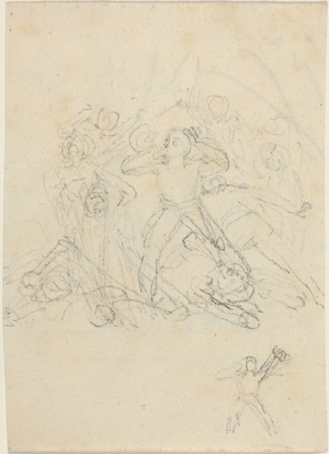 Battle Scene (graphite--compositionally unrelated pen and ink verso)