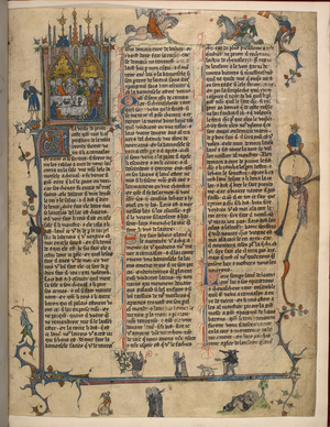 Lancelot-Grail (The Prose Vulgate Cycle), Add MS 10294/1 f.1dr, 1316 (ink & colour on parchment)
