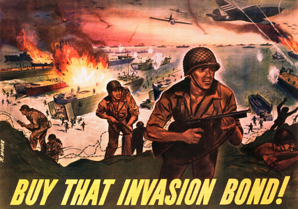 Buy That Invasion Bond!, 1944 (colour litho)