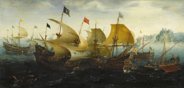The Battle of Cadiz, 1608 (oil on panel)