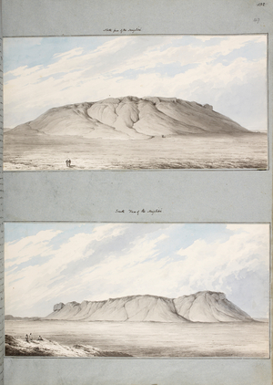 Drawings of the north and south faces of the Mujelibe