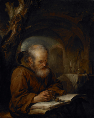 A Hermit Praying, 1670 (oil on panel)