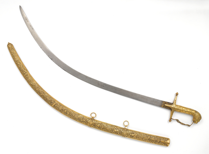 Shamshir sword and scabbard presented to Lieutenant General Sir Hudson Lowe, February 1812 (metal)