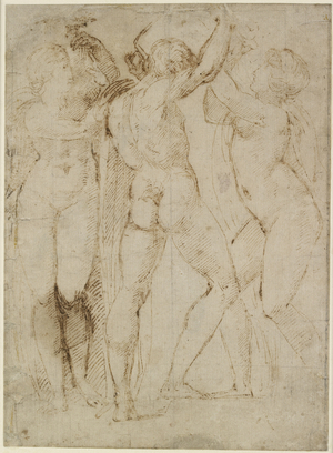 Group of Vintagers, c.1505-07 (pen & brown ink on off-white paper)