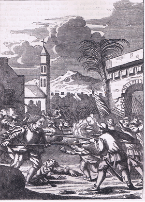 Sack of Puerto del Principe, illustration from History of the United States published by Cassell Pelter & Galpin, c.1890 (litho)