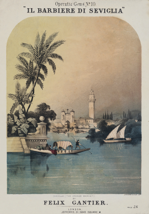 Barber of Seville, by Felix Gantier (colour litho)