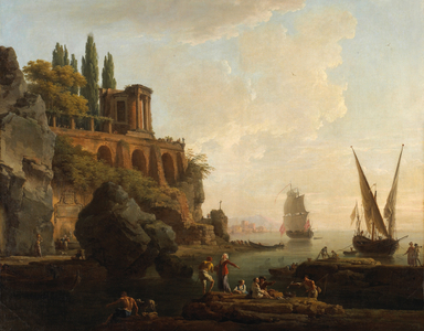 Imaginary Landscape, Italian Harbour Scene, 1746 (oil on canvas)