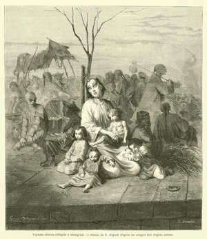 Paysans chinois refugies a Shang-hai (engraving)