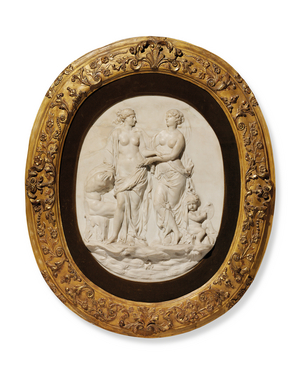 The Union of Painting and Sculpture, c.1690-1710 (marble relief)