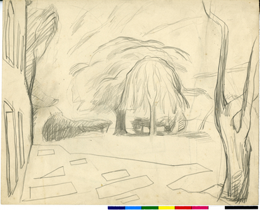 Trees in a Garden- Sketch, c.1920-73 (pencil on paper)