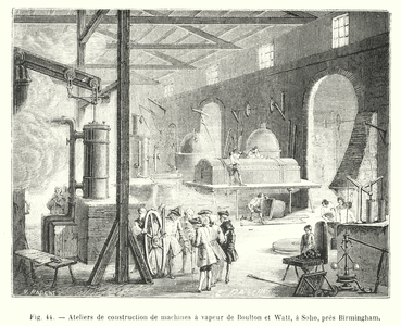 Ateliers de construction de machines a vapeur de Boulton et Watt, a Soho, pres Birmingham (engraving)