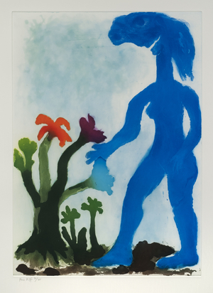 Blue Woman and Plant, 1966 (aquatint)