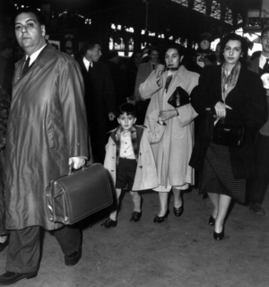 Princess Ashraf Pahlavi, her Daughter Et Grandson. Paris, France, March 23, 1953 (b/w photo)