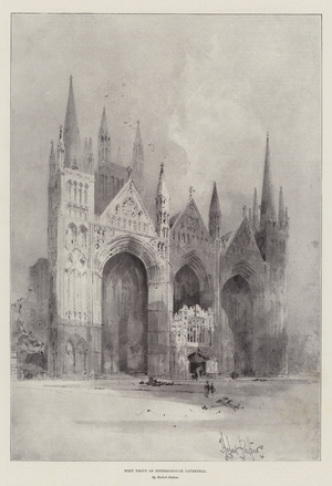 West Front of Peterborough Cathedral (litho)