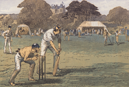 A cricket match (colour litho)
