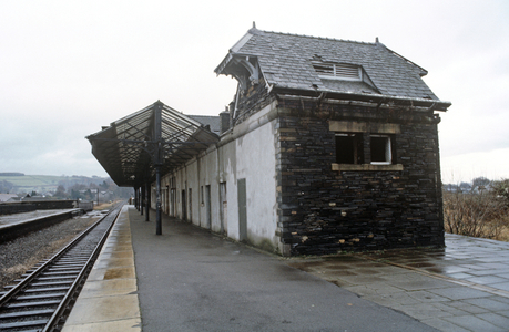 Kendal railway station on the Oxenholme to Windermere line, Lake District, England, 1981 (photograph)