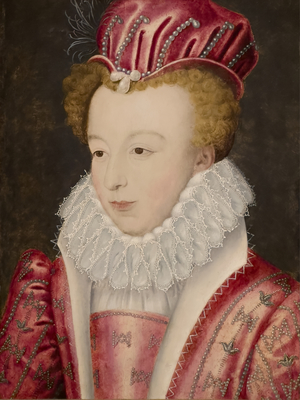 Portrait of Marguerite de France, Queen of Navarre, after 1572 (Oil on wood)