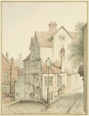 Corner of Trenchard Lane and Steep Street (w/c on paper)
