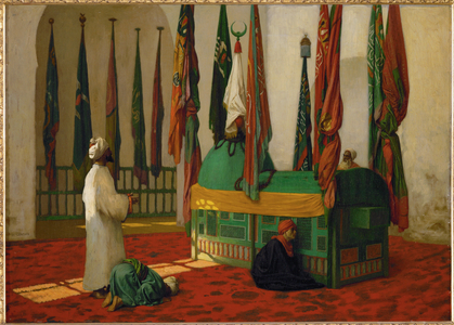 Prayer at the mausoleum for Sultan Quaytbay, Cairo (painting on canvas)