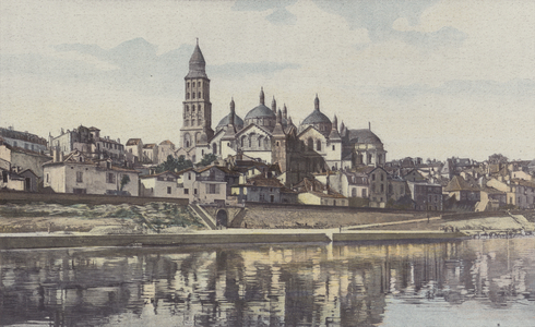 Perigueux, Cathedrale Saint-Front, Vue prise de la rive g de l'Isle (colour photo)