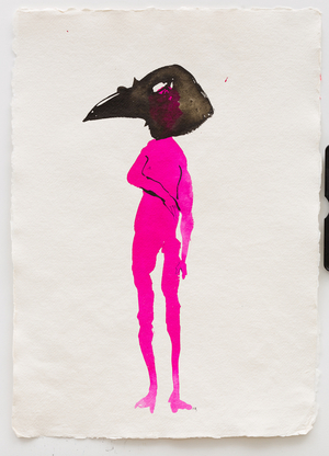 Hooded, 2014 (ink on handmade paper)