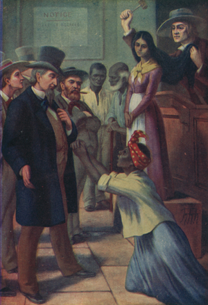 Illustration for Uncle Tom's Cabin by Harriet Beecher Stowe (colour litho)