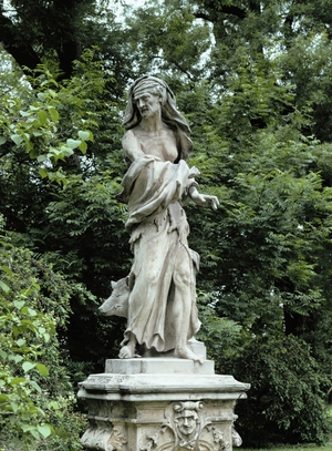 Old woman, statue in the garden of the Schwarzenberg-Palais, Vienna