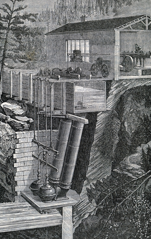 Sectional view of the turbines of the Portrush railway