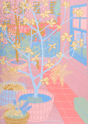 Trees and Cast Iron Railings, 2009 (oil on board)