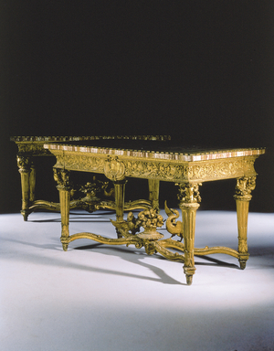A pair of Roman giltwood side tables with ormolu-bordered mosaic tops, c.1773 (giltwood, mosaic & ormolu)