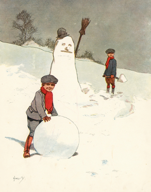 Chums: Snowballing (colour litho)