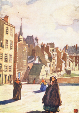 A Street in Granville (colour litho)