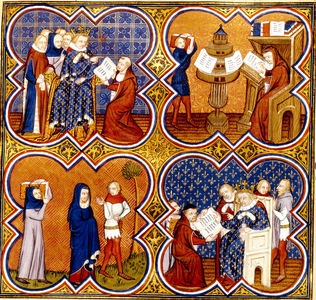 Illustration of 'La traduction d'Aristote', 1380-90 (vellum)