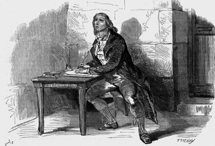 Andre Chenier (1762-1794) at saint Lazarus jail writing collection (engraving)
