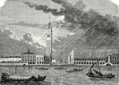 The Tower of St. Mark's in Venice Struck and Damaged by Lightning April 23 1745