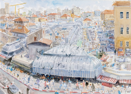 View from the Balcony, Mahane Yehuda, Jerusalem, 2019 (w/c on paper)