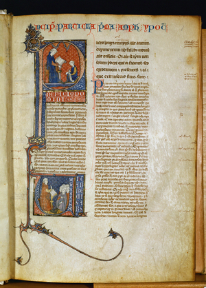 Top: Constantinus Africanus teaching. Bottom:Galenus and and pupils, c.1306-1470