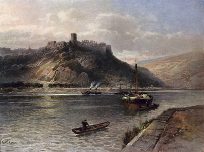 The Ruins of Rheinfels (colour litho)