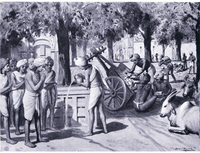 Anathpindaka's great act of charity 483 BC (litho)