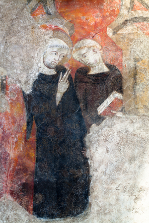 Alet-les-Bains (Aude), Saint-André church, Two monks (fresco)