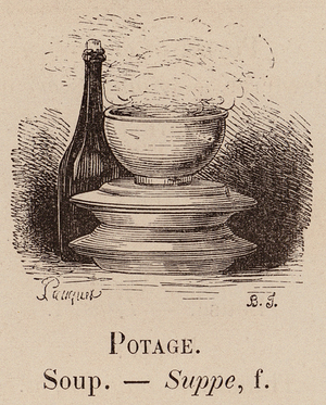 Le Vocabulaire Illustre: Potage; Soup; Suppe (engraving)
