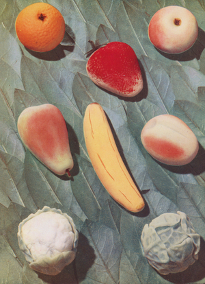 Marzipan, c 1950: Marzipan Fruit Fancies, small (coloured photo)
