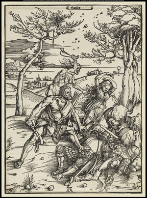 Hercules Conquering Cacus, c.1496 (woodcut)