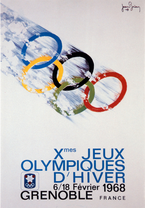 Olympic posters various vintages. Here from Grenoble in 1968. France …, 1988 (photo)
